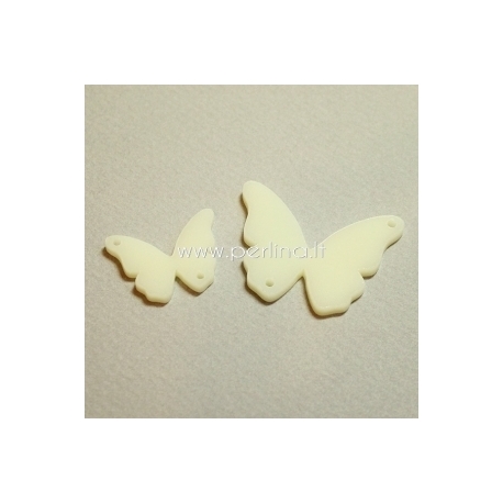 Plexiglass connector "Butterfly 13", ivory, 2,5x1,8 cm