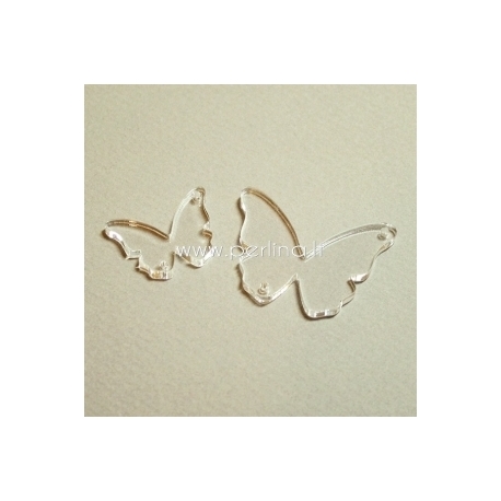 Plexiglass connector "Butterfly 13", clear, 2,5x1,8 cm