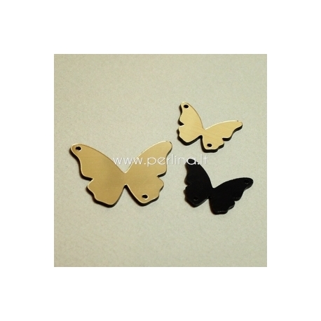 Plexiglass connector "Butterfly 13", black/gold, 2,5x1,8 cm