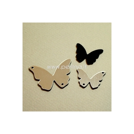 Plexiglass connector "Butterfly 13", black/silver, 3,7x2,7 cm