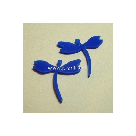 Plexiglass pendant "Dragonfly 1", blue, 4x3,7 cm
