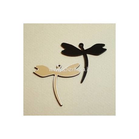 Plexiglass pendant "Dragonfly 1", black/silver, 4x3,7 cm
