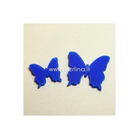Plexiglass connector "Butterfly 19", blue, 2,6x2,4 cm