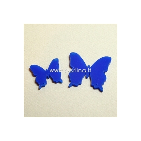 Plexiglass connector "Butterfly 19", blue, 3,7x3,4 cm
