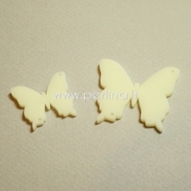 Org. stiklo detalė-intarpas "Drugelis 19", kreminės sp., 3,7x3,4 cm
