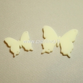 Plexiglass connector "Butterfly 19", ivory, 3,7x3,4 cm