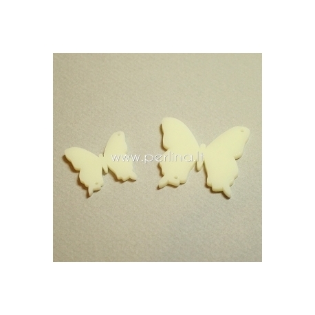 Plexiglass connector "Butterfly 19", ivory, 3,7x3,4 cm