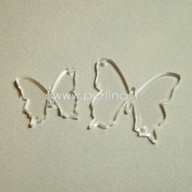 Plexiglass connector "Butterfly 19", clear, 3,7x3,4 cm