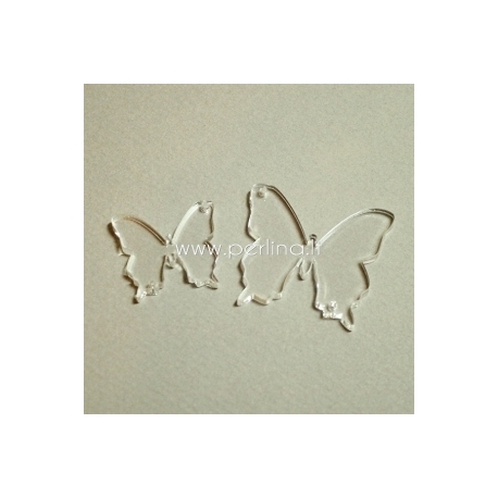 Plexiglass connector "Butterfly 19", clear, 3,7x3,4 cm