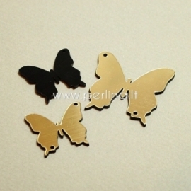 Org. stiklo detalė-intarpas "Drugelis 19", juodos/auksinės sp., 2,6x2,4 cm