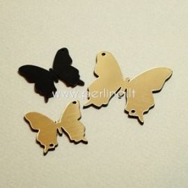 Plexiglass connector "Butterfly 19", black/gold, 2,6x2,4 cm