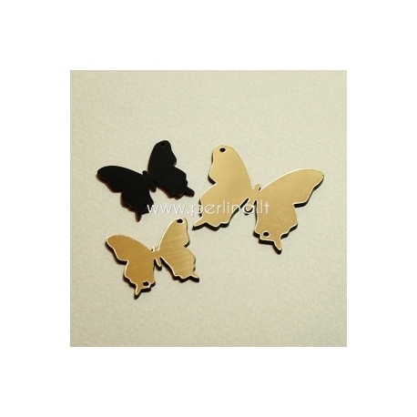 Plexiglass connector "Butterfly 19", black/gold, 3,7x3,4 cm