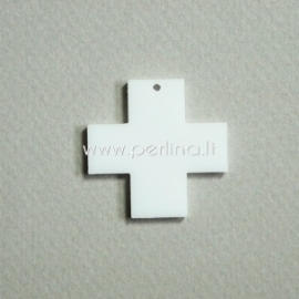 Plexiglass pendant "Cross", white, 2,2x2,2 cm