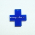 Org. stiklo detalė-pakabukas "Kryžius", mėlynos sp., 2,2x2,2 cm