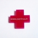 Org. stiklo detalė-pakabukas "Kryžius", fuksijos sp., 2,2x2,2 cm