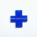 Org. stiklo detalė-intarpas "Kryžius", mėlynos sp., 2,2x2,2 cm