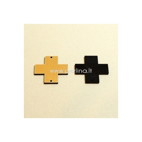 Plexiglass connector "Cross", black/gold, 2,2x2,2 cm