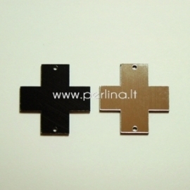 Plexiglass connector "Cross", black/silver, 2,2x2,2 cm