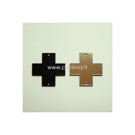Plexiglass connector "Cross", black/silver, 2,2x2,2 cm