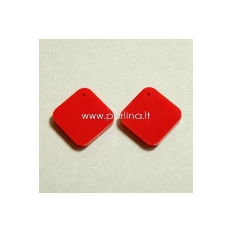 Plexiglass pendant "Rhombus", red, 1,6x1,6 cm