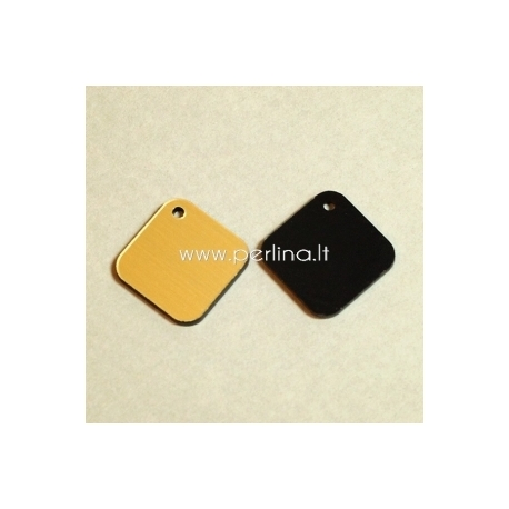 Plexiglass pendant "Rhombus", black/gold, 1,6x1,6 cm