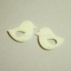 Org. stiklo detalė-intarpas "Paukštelis 2", kreminės sp., 3,3x2,8 cm
