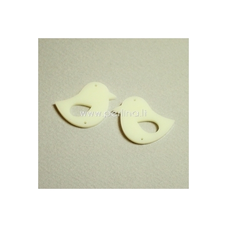 Plexiglass connector "Little bird 2", ivory, 3,3x2,8 cm