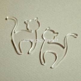 Org. stiklo detalė-pakabukas "Katinėlis 1", skaidrus, 4x3,2 cm