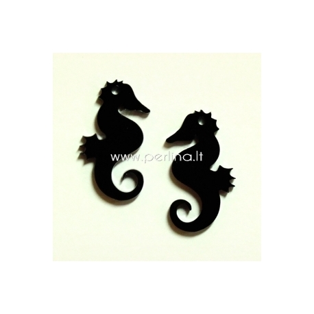 Plexiglass pendant "Seahorse", black, 2,5x1,5 cm