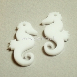 Plexiglass pendant "Seahorse", white, 2,5x1,5 cm