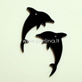 Plexiglass pendant "Dolphin", black, 3,5x2,8 cm