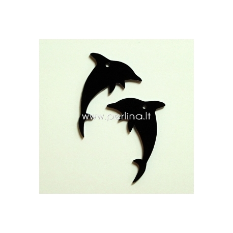 Plexiglass pendant "Dolphin", black, 3,5x2,8 cm