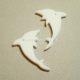 Plexiglass pendant "Dolphin", white, 3,5x2,8 cm