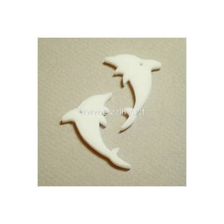 Plexiglass pendant "Dolphin", white, 3,5x2,8 cm