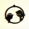 Plexiglass pendant "Two birds", black, 4,5x4,5 cm
