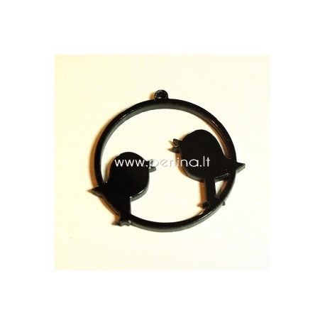 Plexiglass pendant "Two birds", black, 4,5x4,5 cm