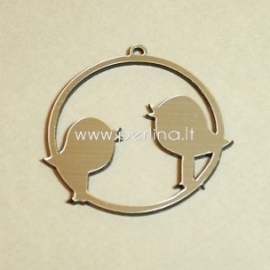 Plexiglass pendant "Two birds", black/silver, 4,5x4,5 cm