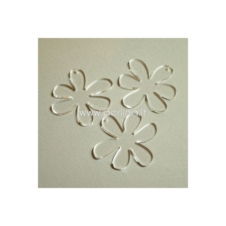 Plexiglass pendant "Flower 1", clear, 4x4 cm