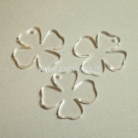 Plexiglass pendant "Flower 3", clear, 3,1x3 cm