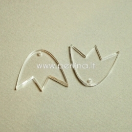 Plexiglass finding - pendant "Tulip", clear, 3x2,7 cm