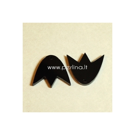 Plexiglass finding - pendant "Tulip", black, 2,2x1,9 cm