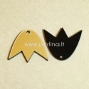 Plexiglass finding - pendant "Tulip", black/gold, 2,2x1,9 cm