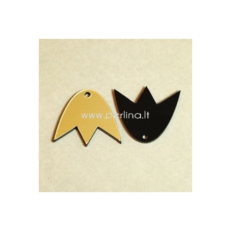 Plexiglass finding - pendant "Tulip", black/gold, 2,2x1,9 cm