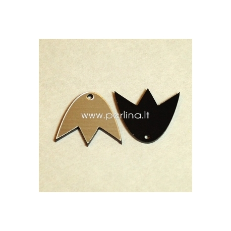 Plexiglass finding - pendant "Tulip", black/silver, 2,2x1,9 cm