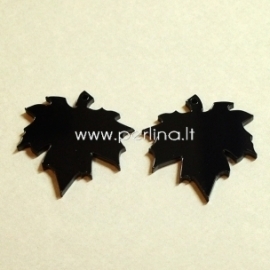 Plexiglass finding - pendant "Maple leaf", black, 3,7x3,5 cm