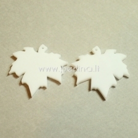 Plexiglass finding - pendant "Maple leaf", white, 3,7x3,5 cm
