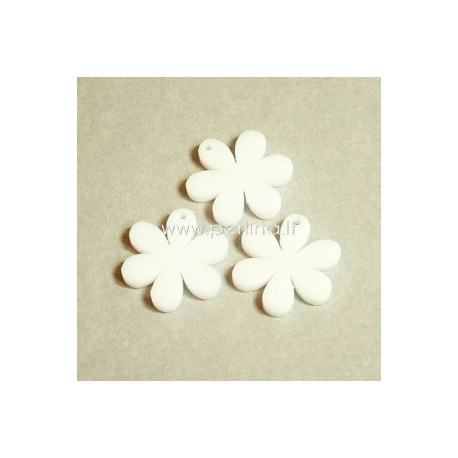 Plexiglass pendant "Flower", white, 2,2x2,2 cm