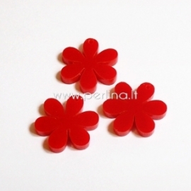 Plexiglass pendant "Flower", red, 2,2x2,2 cm