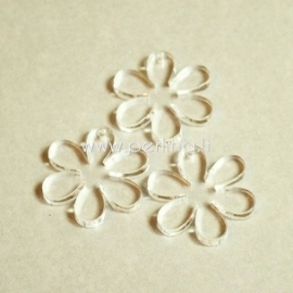 Plexiglass pendant "Flower", clear, 2,2x2,2 cm