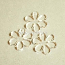 Plexiglass pendant "Flower", clear, 2,2x2,2 cm